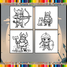 Load image into Gallery viewer, Cute Vikings Coloring Book for Kids Teens Adults Norse Warrior Mythology Single Sided Pages Fun Stress Relief Activity
