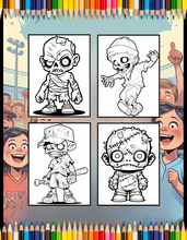 Load image into Gallery viewer, Creepy Cute Zombie Coloring Book for Kids Teens Spooky Halloween Activity Single Sided Pages Fun Horror Gift
