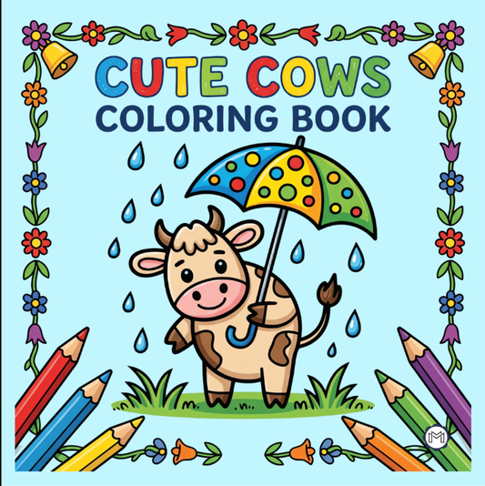 Cute Cow Coloring Book Gift for Adults Kids Boys Girls Teens: Single Sided Pages 25 Designs Cozy Cow Animal Coloring Book for Children
