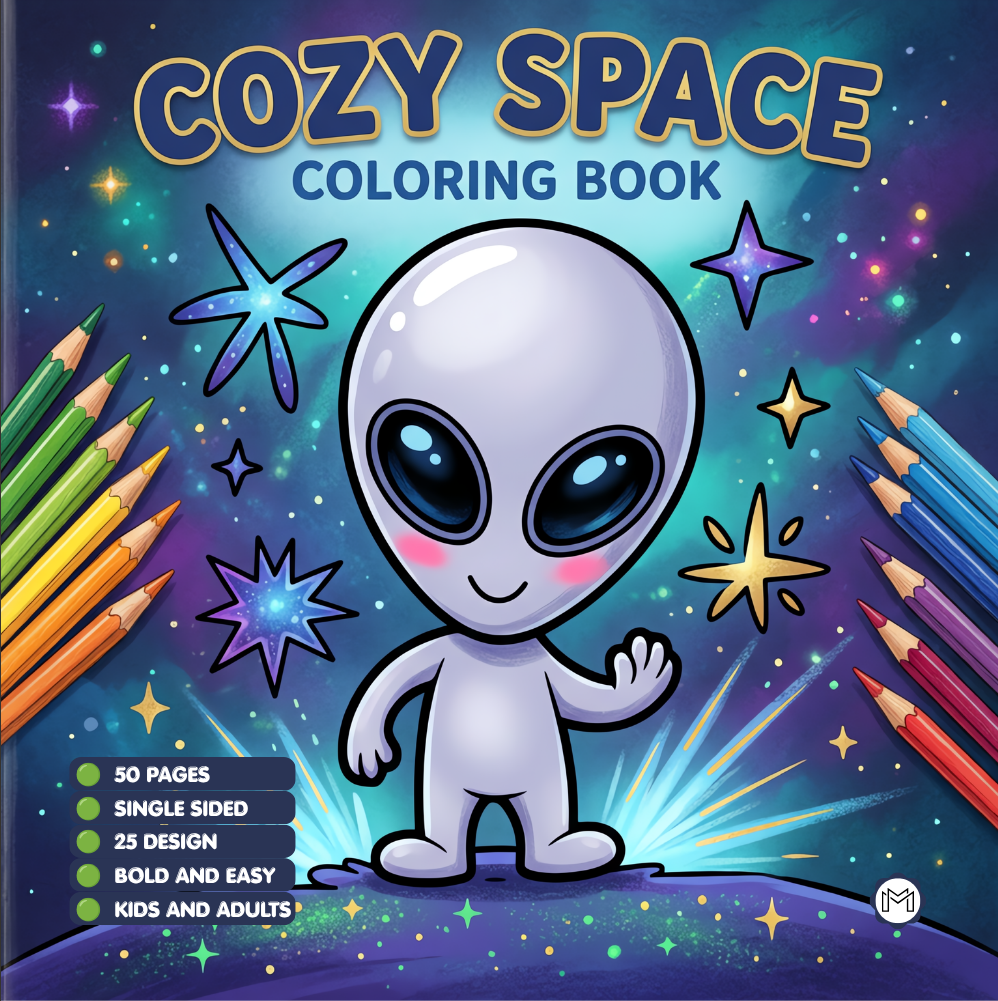 Cozy Outer Space Galaxy Planet UFO Extraterrestrial Coloring Book Gift for Kids Boys Girls: Astronaut Planet Space Coloring Activity Book