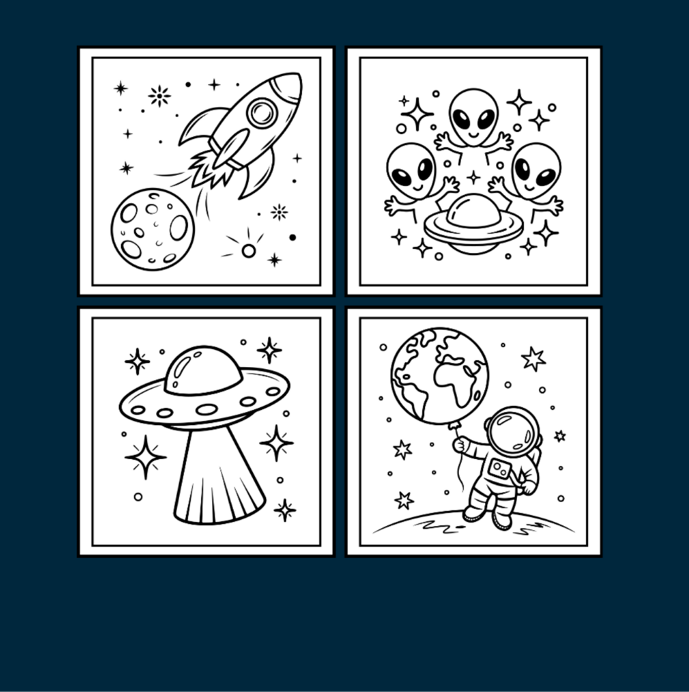 Cozy Outer Space Galaxy Planet UFO Extraterrestrial Coloring Book Gift for Kids Boys Girls: Astronaut Planet Space Coloring Activity Book