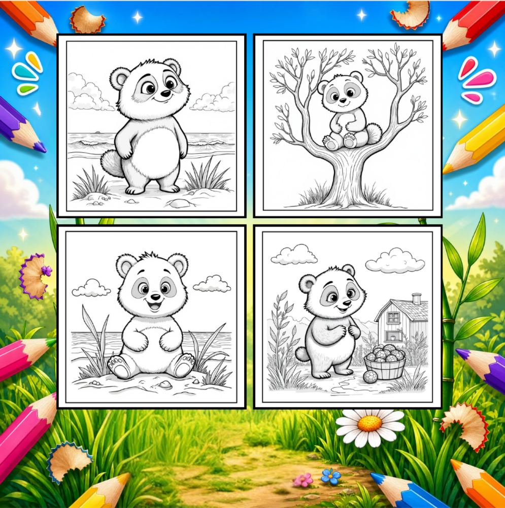 Cute Cozy Panda Bear Animal Coloring Book Gift for Adults Kids Boys Girls Teens: Single Sided Bold and Easy Cool Panda Bear Coloring Book