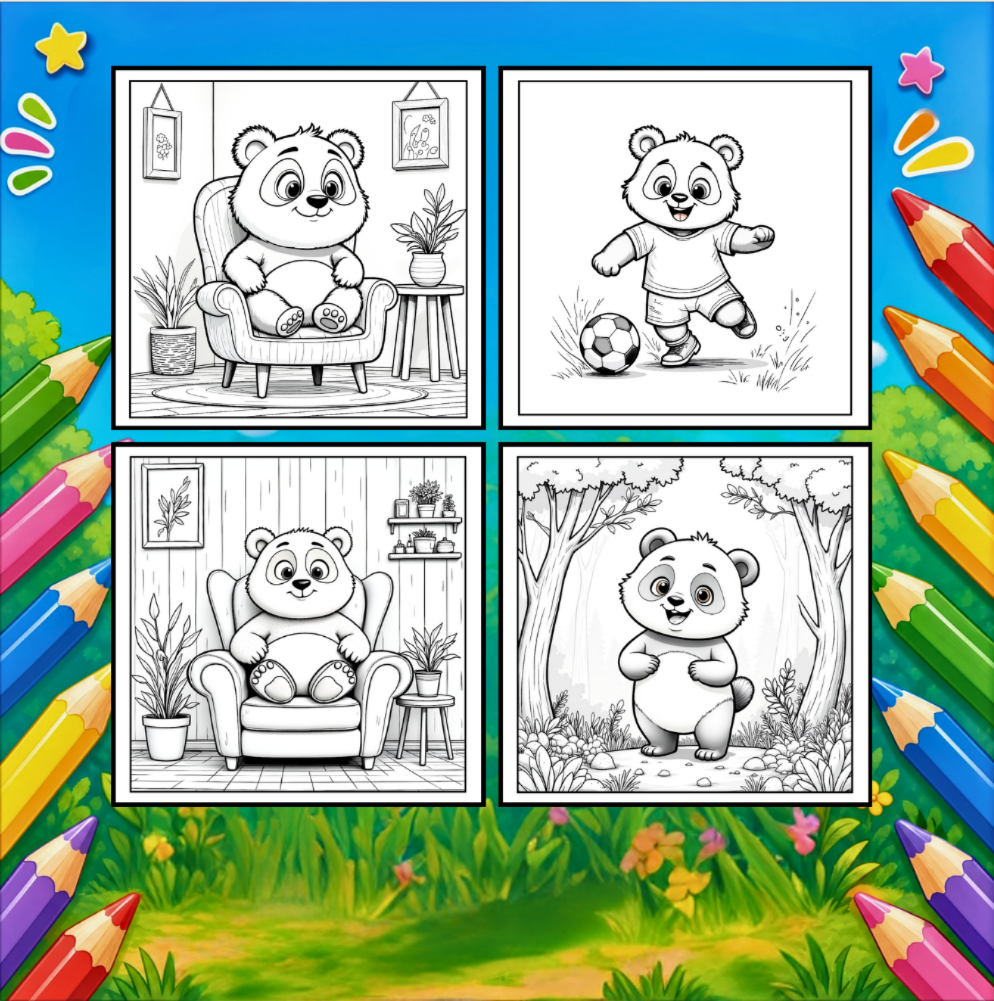 Cute Cozy Panda Bear Animal Coloring Book Gift for Adults Kids Boys Girls Teens: Single Sided Bold and Easy Cool Panda Bear Coloring Book