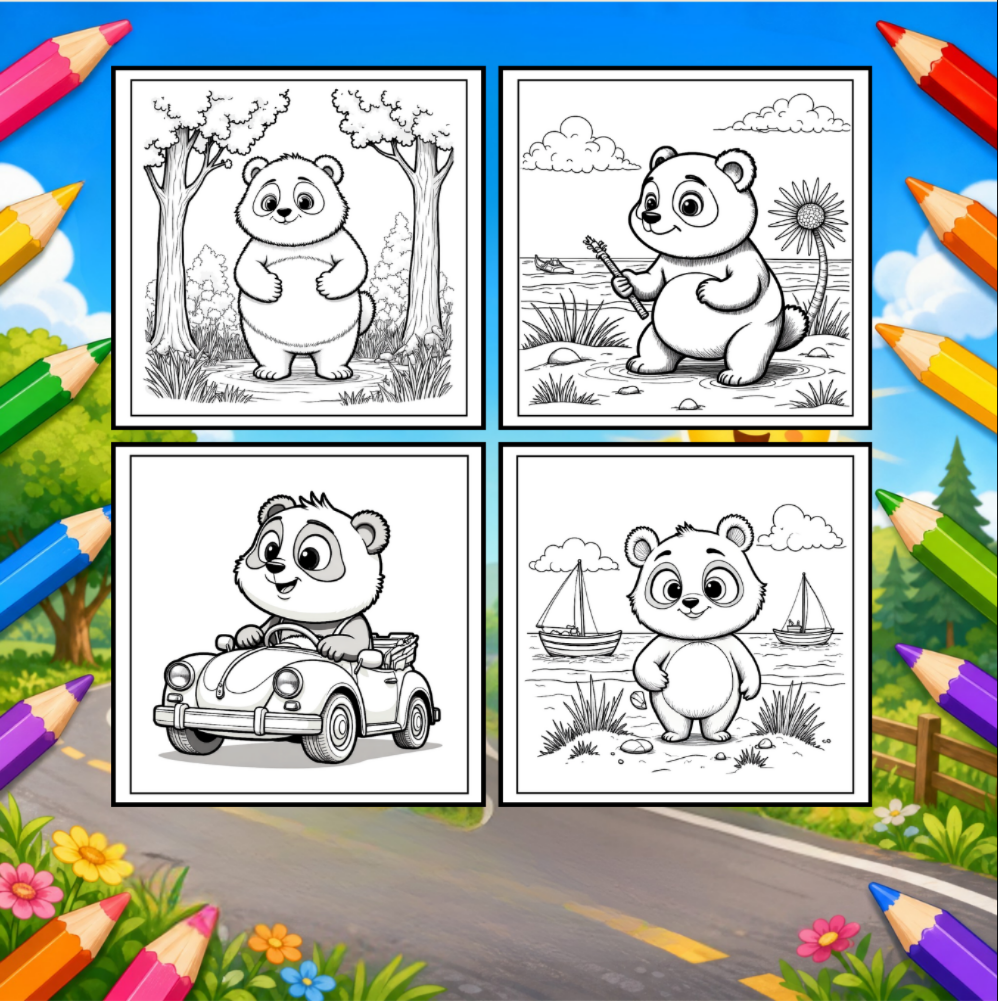 Cute Cozy Panda Bear Animal Coloring Book Gift for Adults Kids Boys Girls Teens: Single Sided Bold and Easy Cool Panda Bear Coloring Book