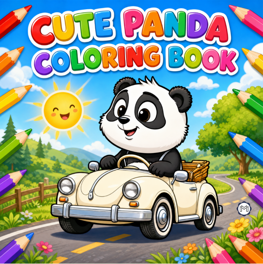 Cute Cozy Panda Bear Animal Coloring Book Gift for Adults Kids Boys Girls Teens: Single Sided Bold and Easy Cool Panda Bear Coloring Book