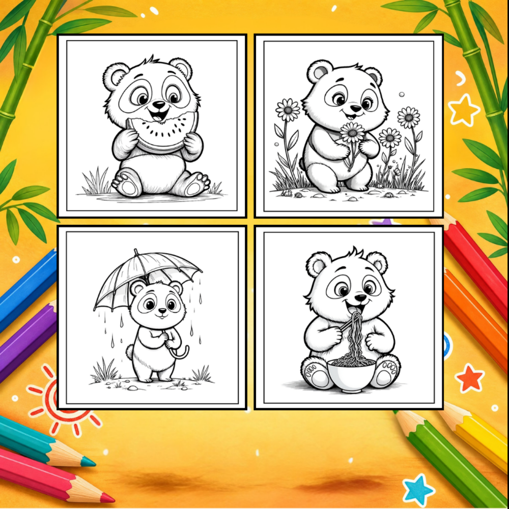 Cute Cozy Panda Bear Animal Coloring Book Gift for Adults Kids Boys Girls Teens: Single Sided Bold and Easy Cool Panda Bear Coloring Book
