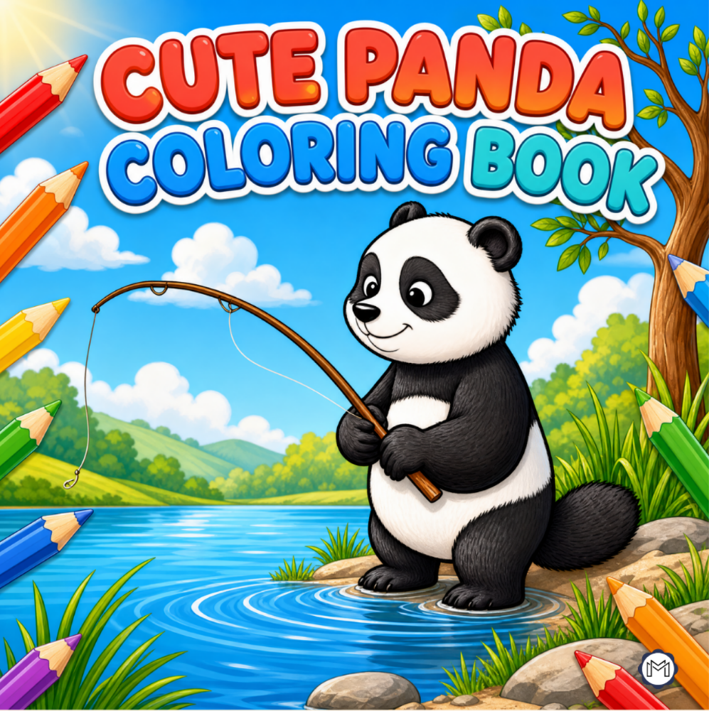 Cute Cozy Panda Bear Animal Coloring Book Gift for Adults Kids Boys Girls Teens: Single Sided Bold and Easy Cool Panda Bear Coloring Book