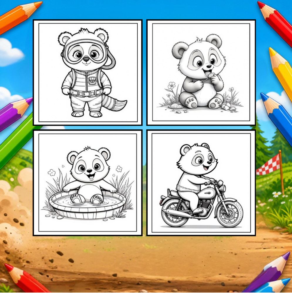 Cute Cozy Panda Bear Animal Coloring Book Gift for Adults Kids Boys Girls Teens: Single Sided Bold and Easy Cool Panda Bear Coloring Book