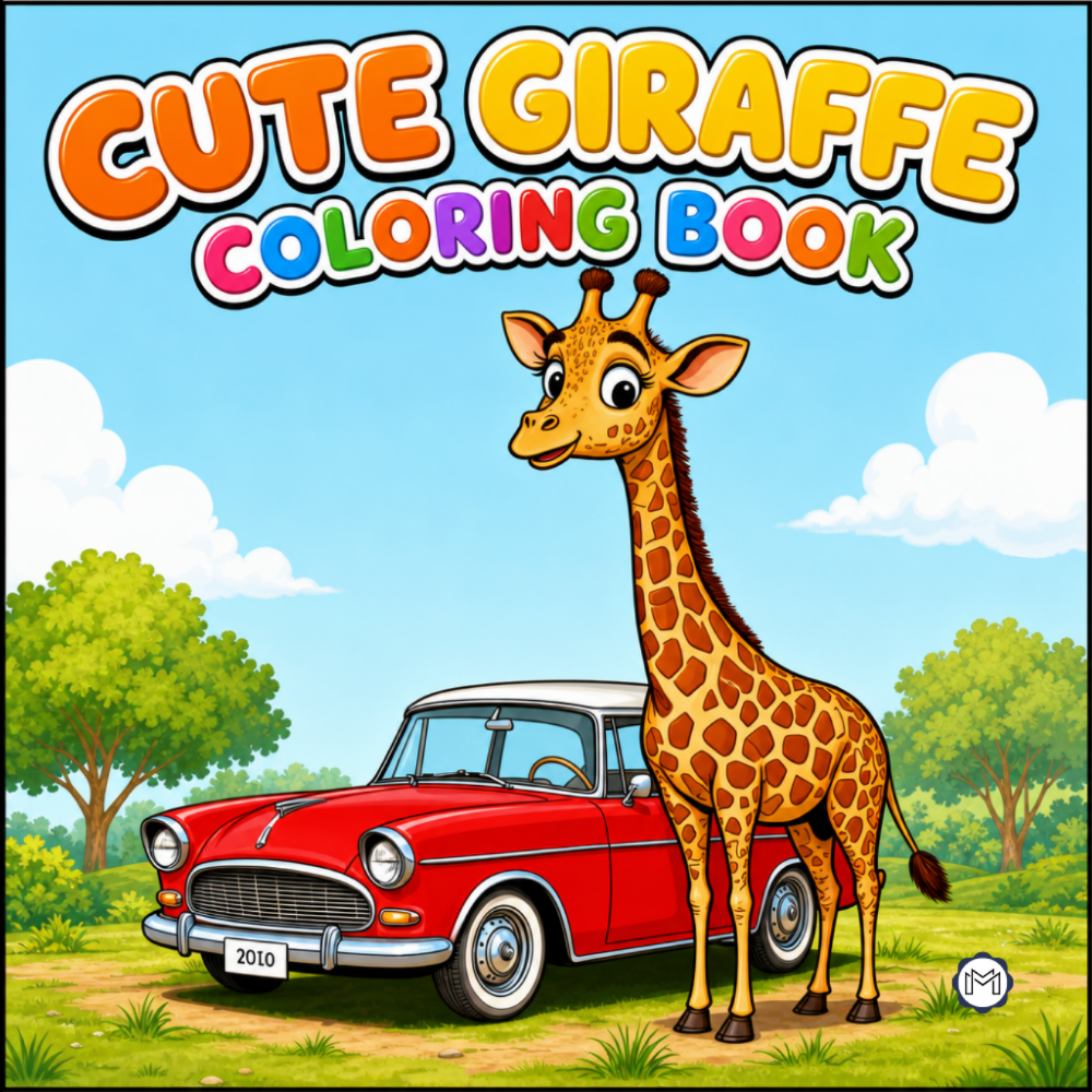 Cute Cozy Funny Giraffe Animal Coloring Book Gift for Adults Kids Boys Girls Teens: Single Sided Bold and Easy Little Giraffe Coloring Book