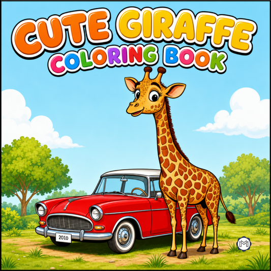 Cute Cozy Funny Giraffe Animal Coloring Book Gift for Adults Kids Boys Girls Teens: Single Sided Bold and Easy Little Giraffe Coloring Book