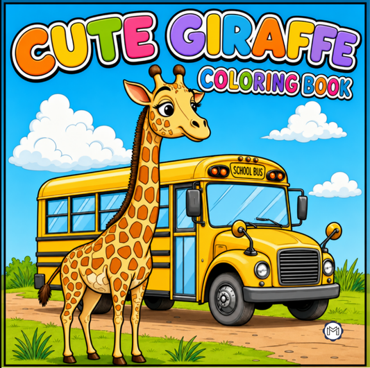 Cute Cozy Funny Giraffe Animal Coloring Book Gift for Adults Kids Boys Girls Teens: Single Sided Bold and Easy Little Giraffe Coloring Book