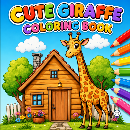 Cute Cozy Funny Giraffe Animal Coloring Book Gift for Adults Kids Boys Girls Teens: Single Sided Bold and Easy Little Giraffe Coloring Book
