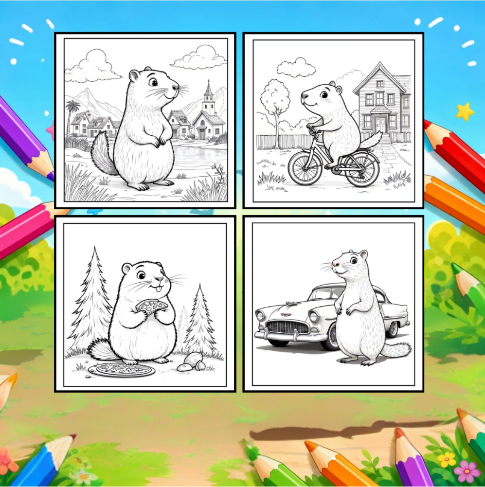 Cute Cozy Funny Capybara Animal Coloring Book Gift for Adults Kids Boys Girls Teens: Single Sided Bold and Easy Cool Capybara Coloring Book