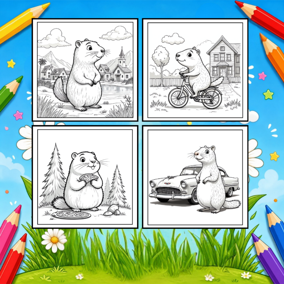 Cute Cozy Funny Capybara Animal Coloring Book Gift for Adults Kids Boys Girls Teens: Single Sided Bold and Easy Cool Capybara Coloring Book