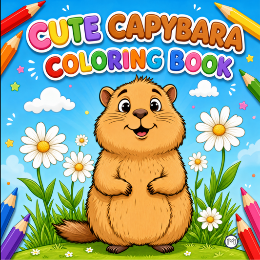 Cute Cozy Funny Capybara Animal Coloring Book Gift for Adults Kids Boys Girls Teens: Single Sided Bold and Easy Cool Capybara Coloring Book