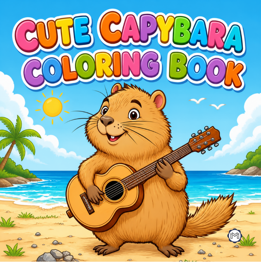 Cute Cozy Funny Capybara Animal Coloring Book Gift for Adults Kids Boys Girls Teens: Single Sided Bold and Easy Cool Capybara Coloring Book