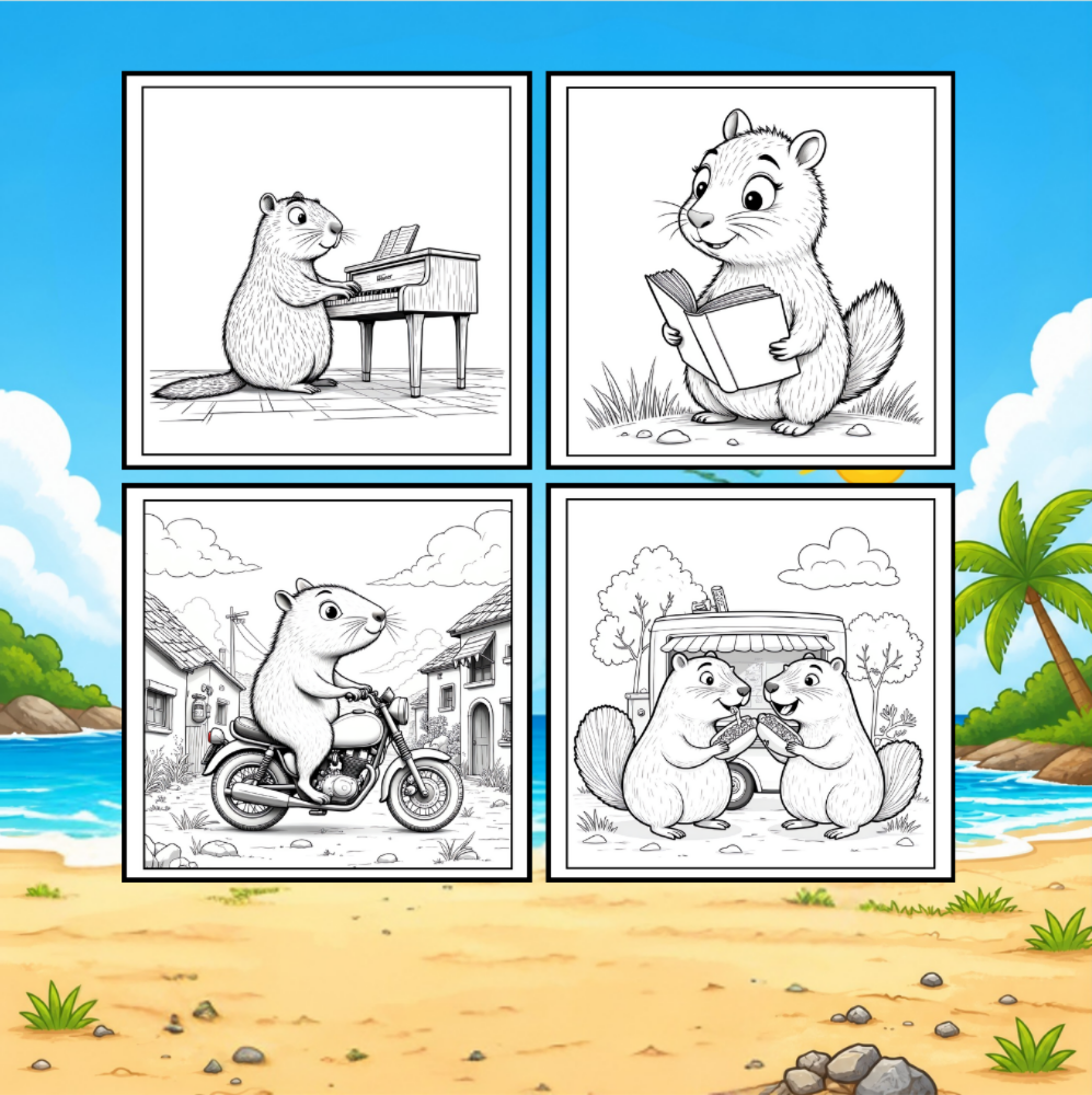 Cute Cozy Funny Capybara Animal Coloring Book Gift for Adults Kids Boys Girls Teens: Single Sided Bold and Easy Cool Capybara Coloring Book
