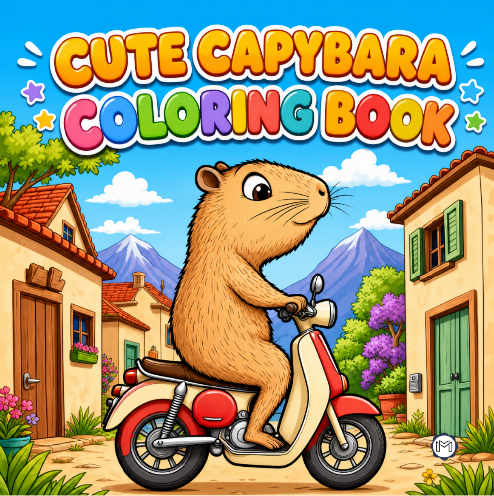 Cute Cozy Funny Capybara Animal Coloring Book Gift for Adults Kids Boys Girls Teens: Single Sided Bold and Easy Cool Capybara Coloring Book