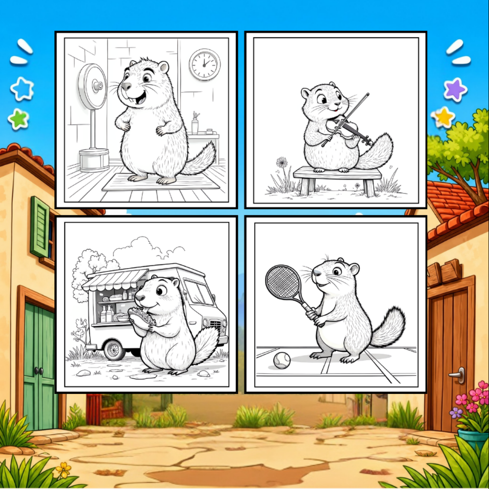 Cute Cozy Funny Capybara Animal Coloring Book Gift for Adults Kids Boys Girls Teens: Single Sided Bold and Easy Cool Capybara Coloring Book