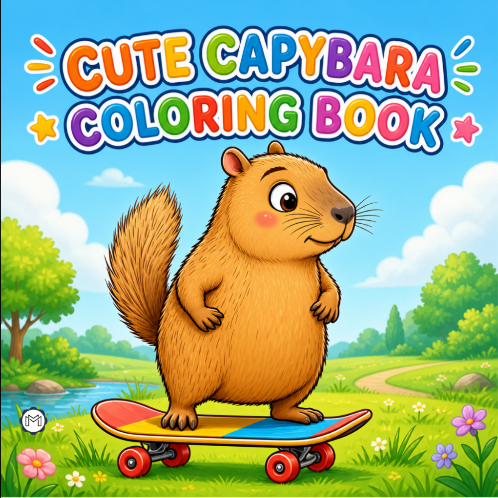 Cute Cozy Funny Capybara Animal Coloring Book Gift for Adults Kids Boys Girls Teens: Single Sided Bold and Easy Cool Capybara Coloring Book