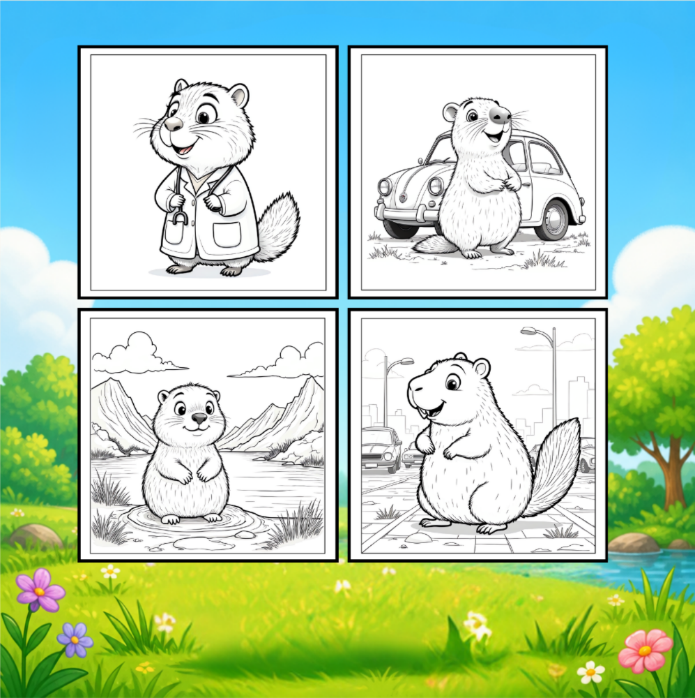 Cute Cozy Funny Capybara Animal Coloring Book Gift for Adults Kids Boys Girls Teens: Single Sided Bold and Easy Cool Capybara Coloring Book