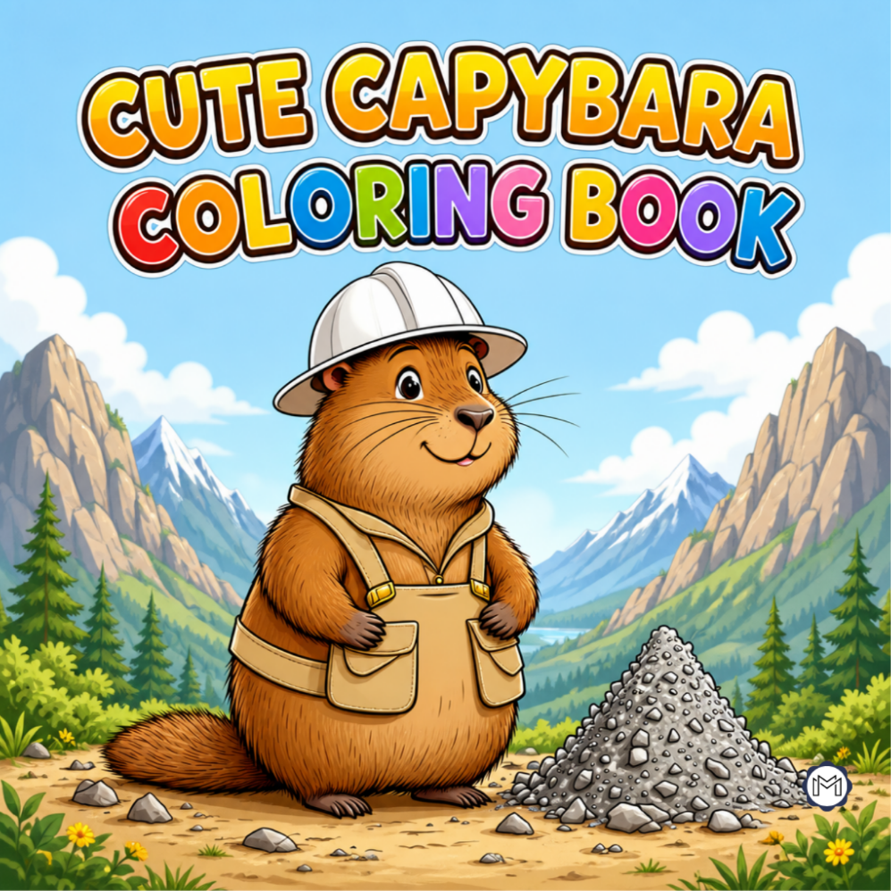 Cute Cozy Funny Capybara Animal Coloring Book Gift for Adults Kids Boys Girls Teens: Single Sided Bold and Easy Cool Capybara Coloring Book