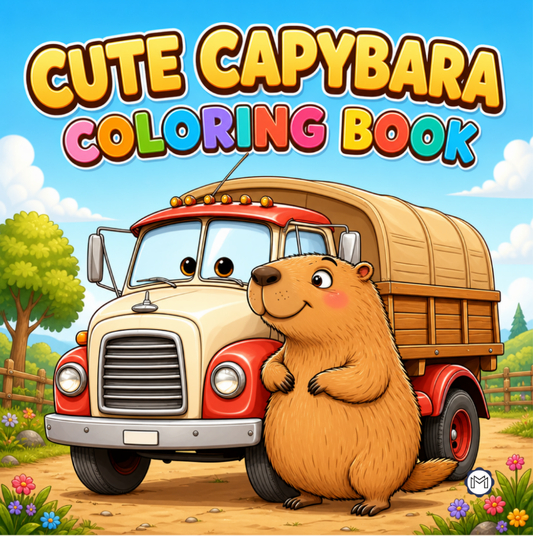 Cute Cozy Funny Capybara Animal Coloring Book Gift for Adults Kids Boys Girls Teens: Single Sided Bold and Easy Cool Capybara Coloring Book