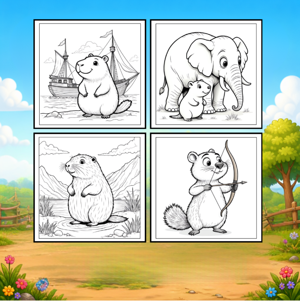 Cute Cozy Funny Capybara Animal Coloring Book Gift for Adults Kids Boys Girls Teens: Single Sided Bold and Easy Cool Capybara Coloring Book