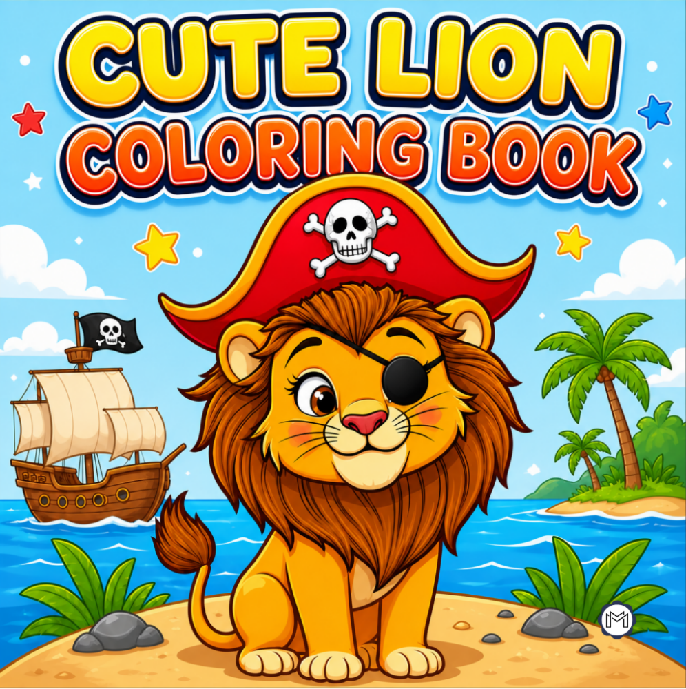 Cute Cozy Funny Lion Animal Coloring Book Gift for Adults Kids Boys Girls Teens: Single Sided Bold and Easy Cool Lion Themed Coloring Book