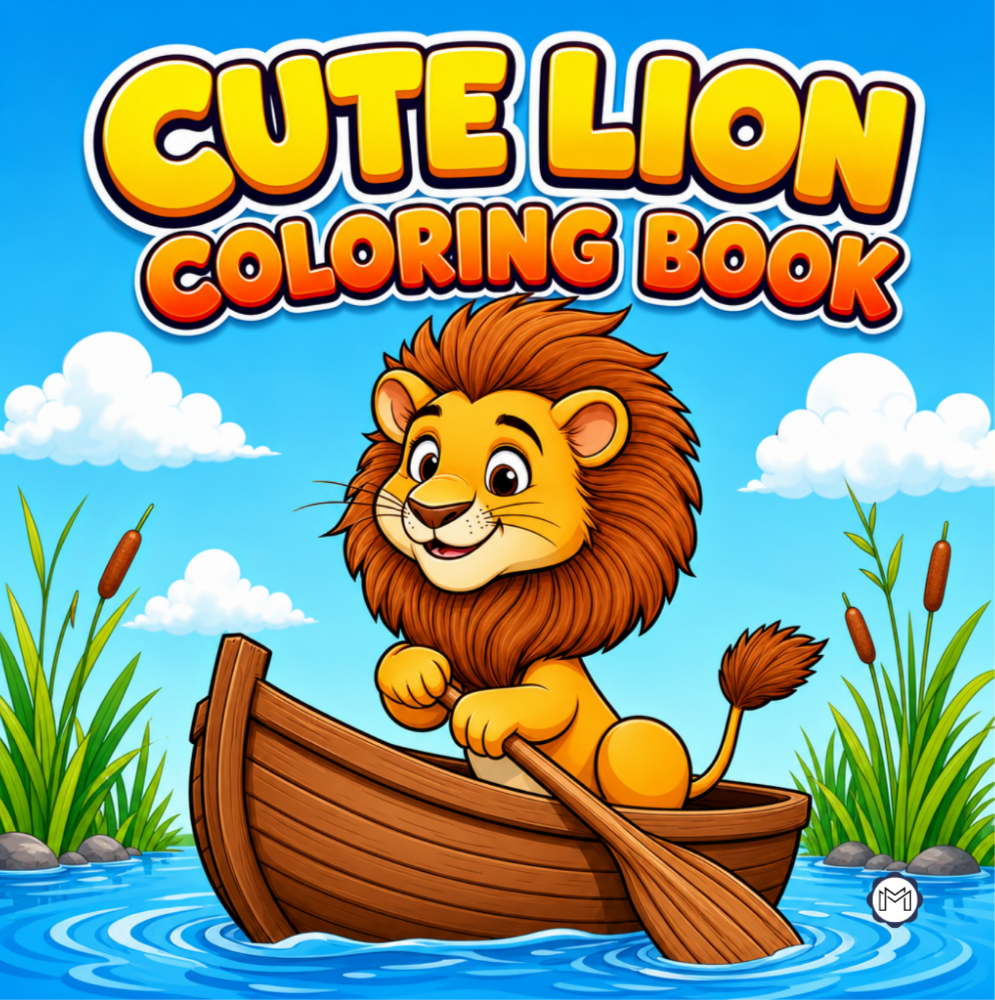 Cute Cozy Funny Lion Animal Coloring Book Gift for Adults Kids Boys Girls Teens: Single Sided Bold and Easy Cool Lion Themed Coloring Book