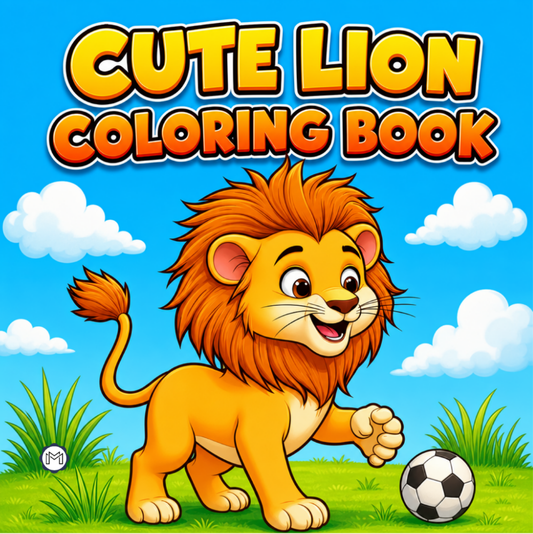 Cute Cozy Funny Lion Animal Coloring Book Gift for Adults Kids Boys Girls Teens: Single Sided Bold and Easy Cool Lion Themed Coloring Book