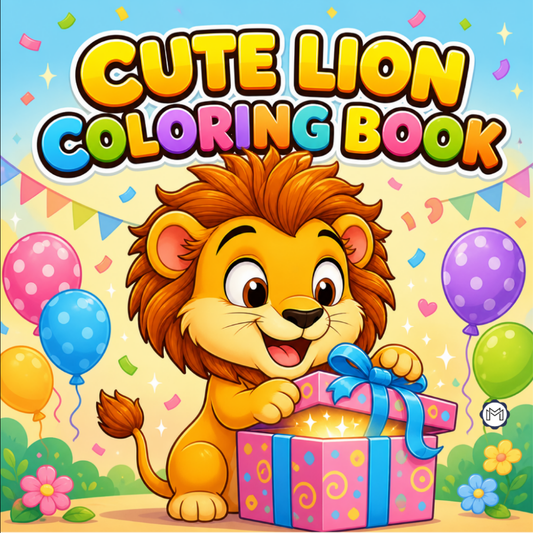Cute Cozy Funny Lion Animal Coloring Book Gift for Adults Kids Boys Girls Teens: Single Sided Bold and Easy Cool Lion Themed Coloring Book