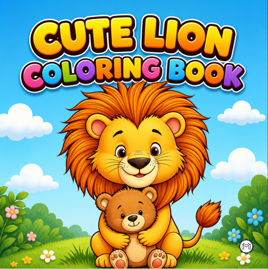 Cute Cozy Funny Lion Animal Coloring Book Gift for Adults Kids Boys Girls Teens: Single Sided Bold and Easy Cool Lion Themed Coloring Book