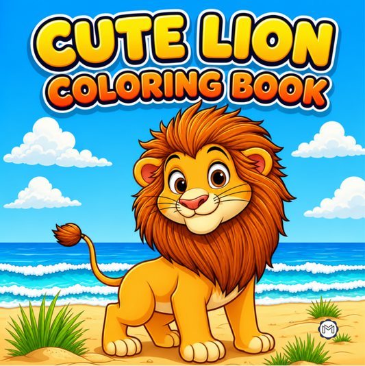 Cute Cozy Funny Lion Animal Coloring Book Gift for Adults Kids Boys Girls Teens: Single Sided Bold and Easy Cool Lion Themed Coloring Book