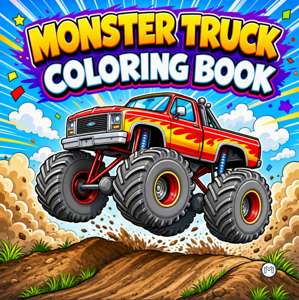 Monster Truck Coloring Book for Kids Adults: Easy Monster Truck Coloring Book Pages for Toddlers Boys Girls Adults