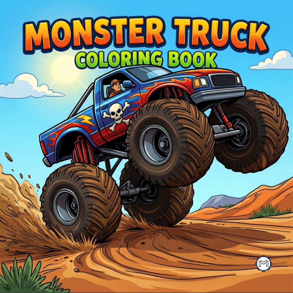 Monster Truck Coloring Book for Kids Adults: Easy Monster Truck Coloring Book Pages for Toddlers Boys Girls Adults