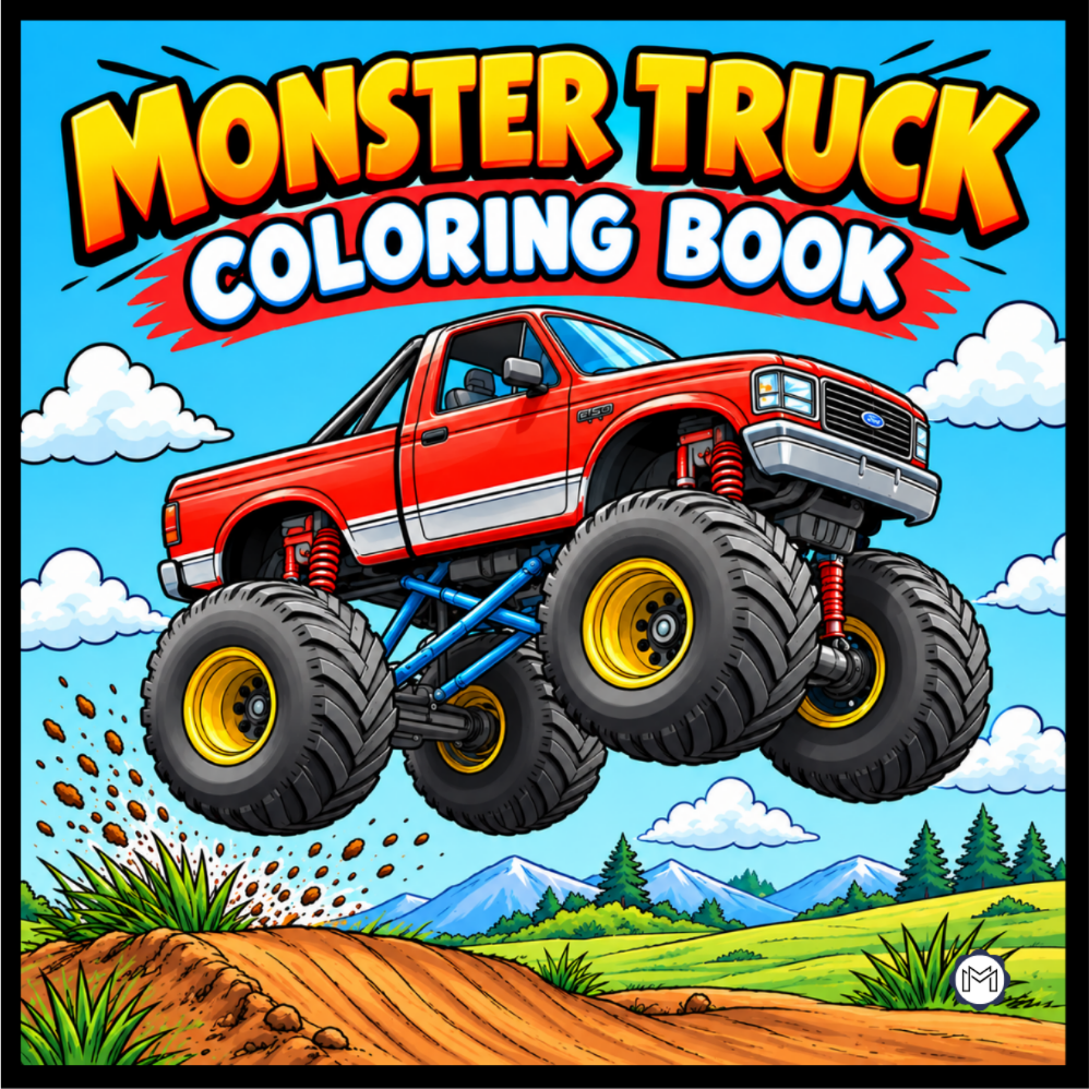 Monster Truck Coloring Book for Kids Adults: Easy Monster Truck Coloring Book Pages for Toddlers Boys Girls Adults