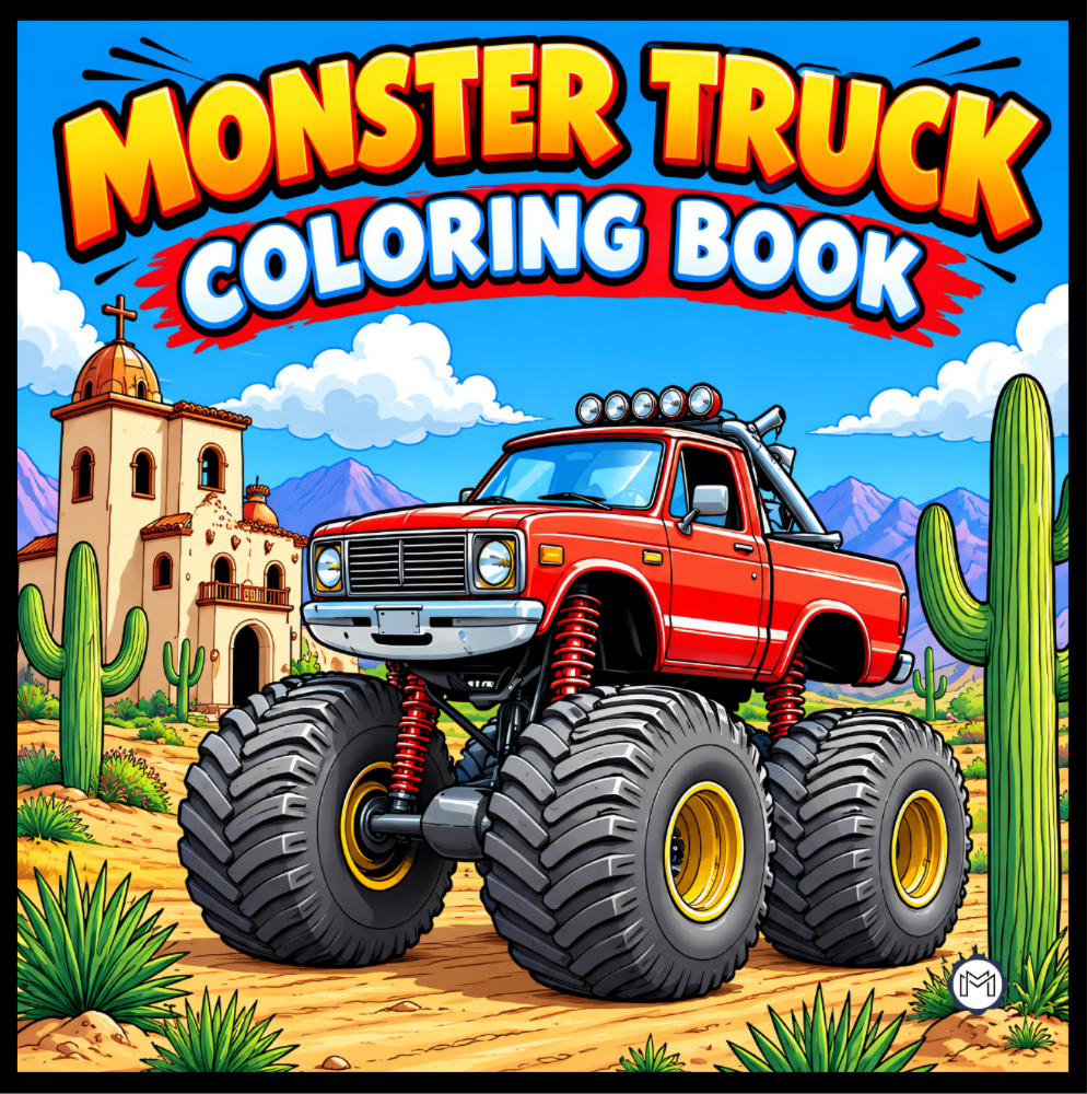Monster Truck Coloring Book for Kids Adults: Easy Monster Truck Coloring Book Pages for Toddlers Boys Girls Adults