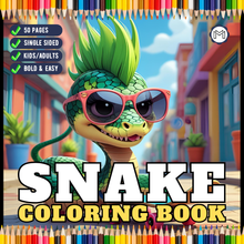 Load image into Gallery viewer, Funny Cute Snake Coloring Book for Kids Teens Adults Cool Reptile Designs Single Sided Pages Fun Stress Relief Activity
