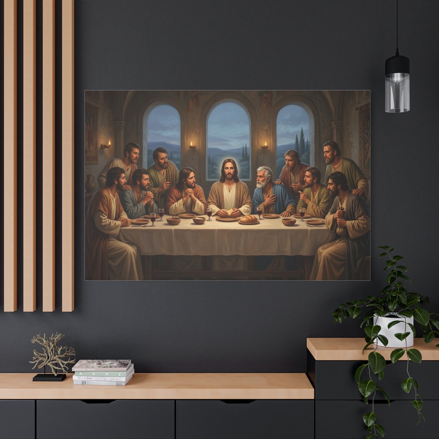 Cool Last Supper Canvas Wall Art Print Large Religious Biblical Faith Home Decor Christian Wall Art Ready to Hang for Living Room