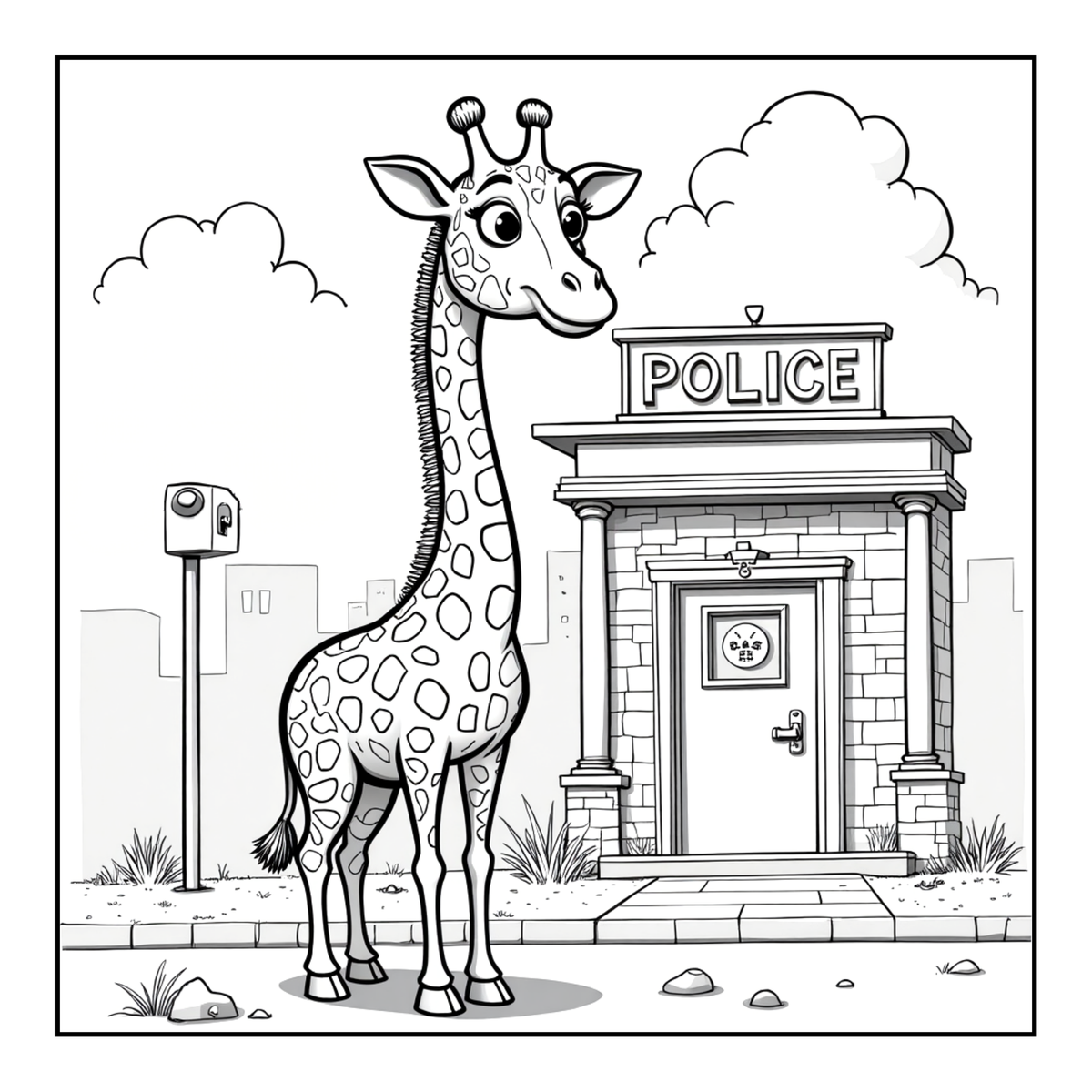 Cute Cozy Funny Giraffe Animal Coloring Book Gift for Adults Kids Boys Girls Teens: Single Sided Bold and Easy Little Giraffe Coloring Book