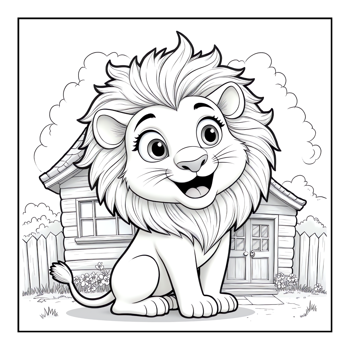 Cute Cozy Funny Lion Animal Coloring Book Gift for Adults Kids Boys Girls Teens: Single Sided Bold and Easy Cool Lion Themed Coloring Book