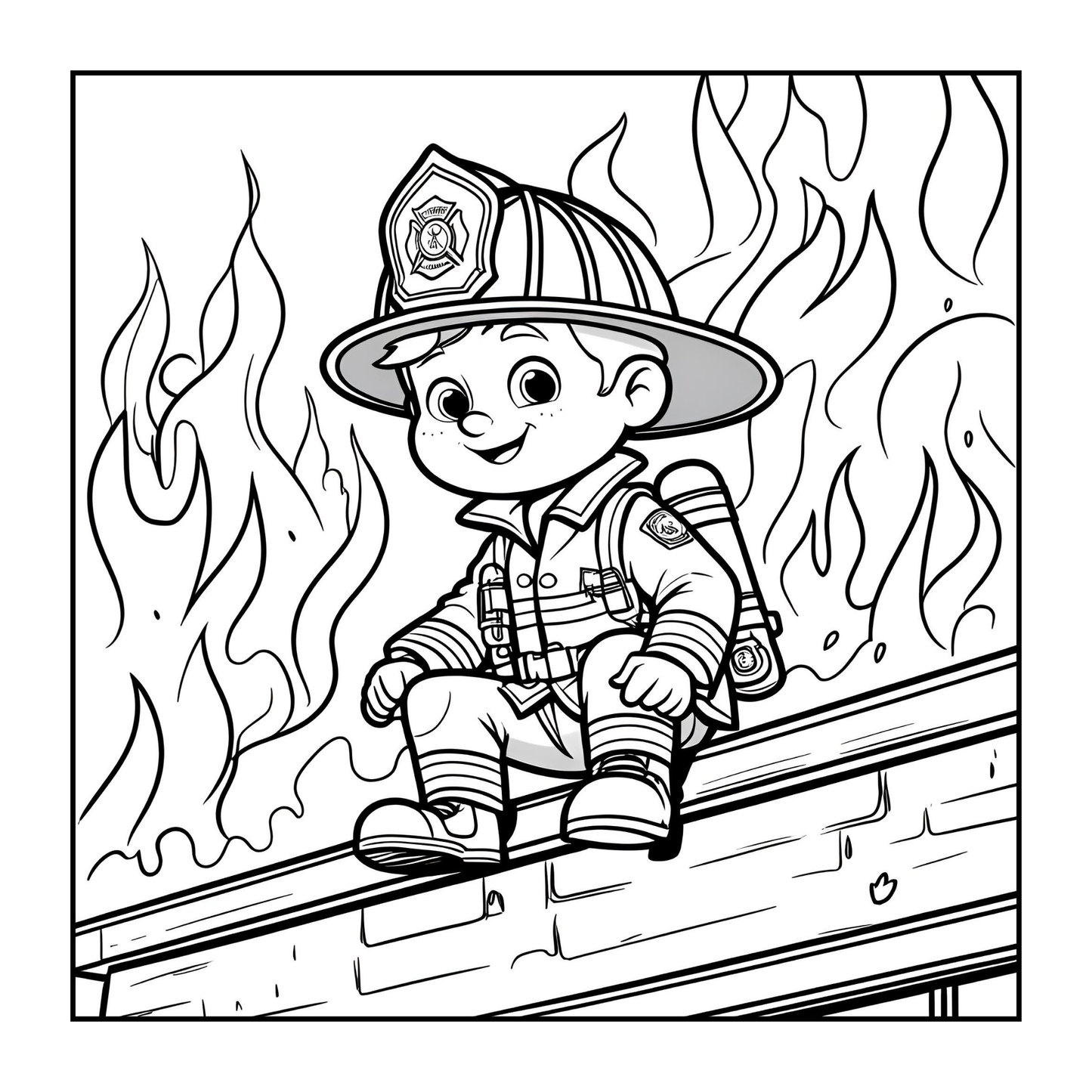 Cool Firefighter Coloring Book Gift for Adults Men Women Kids Boys Girls Teens Bold and Easy Stress Relief Firefighter Coloring Book