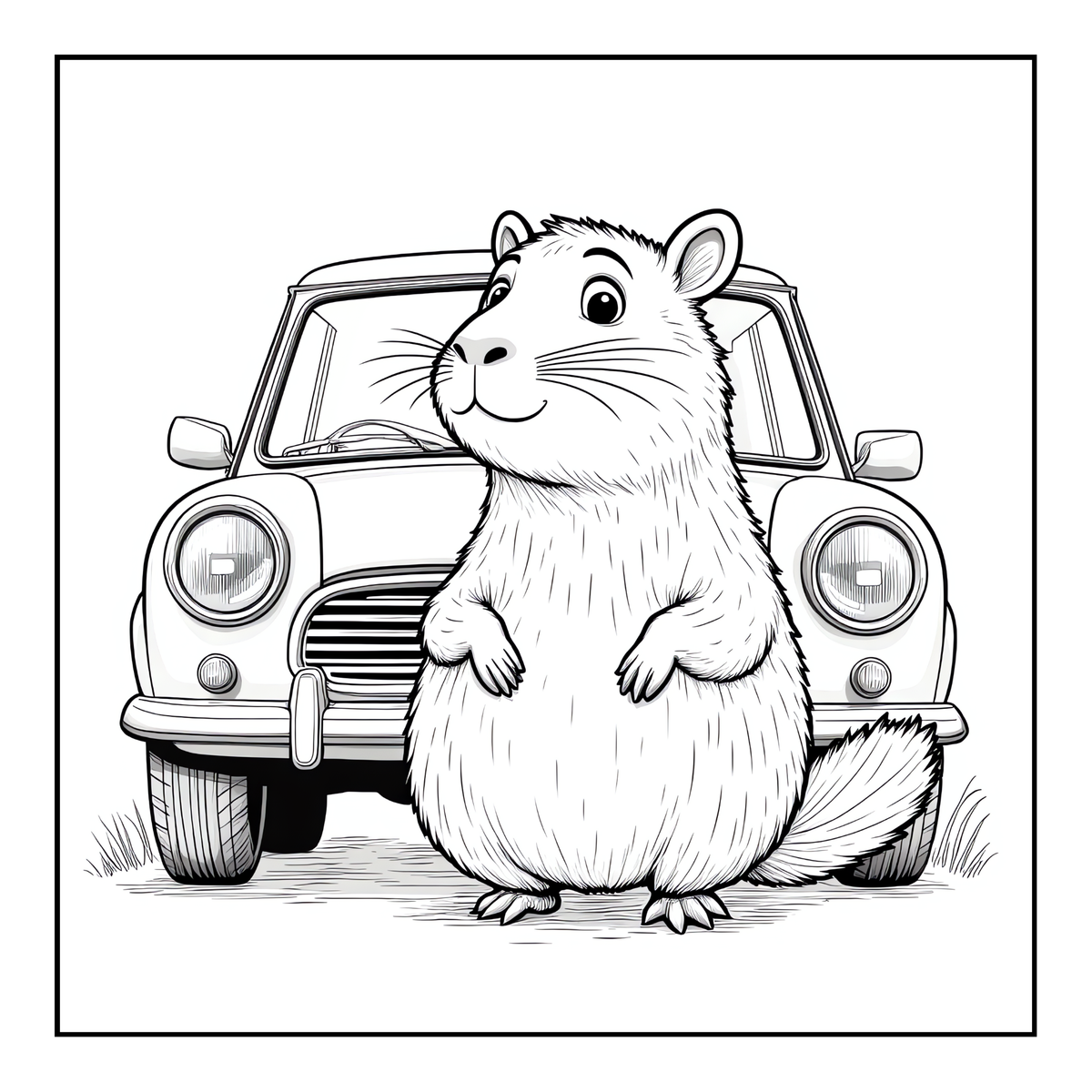 Cute Cozy Funny Capybara Animal Coloring Book Gift for Adults Kids Boys Girls Teens: Single Sided Bold and Easy Cool Capybara Coloring Book