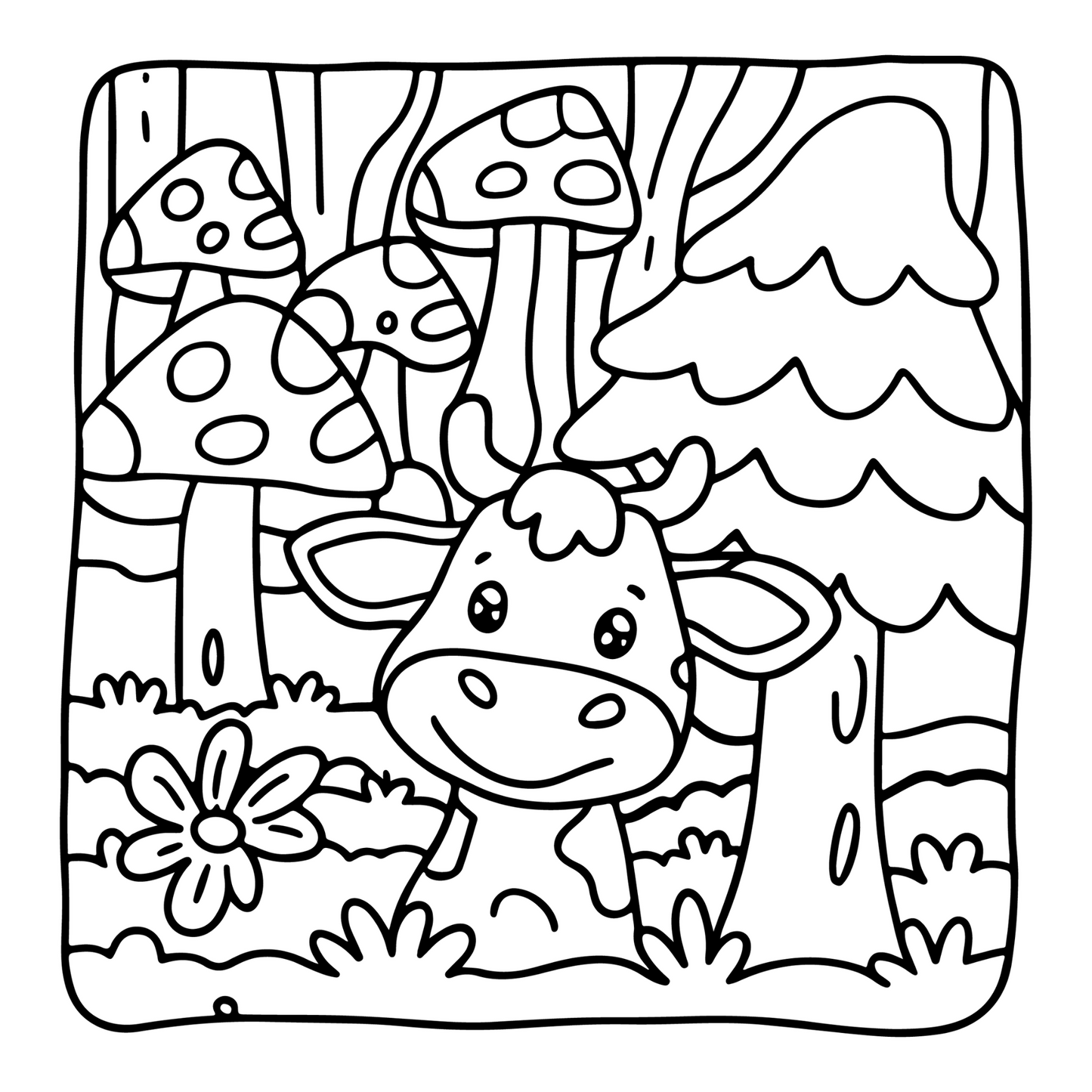 Highland Cow Coloring Book Gift for Adults Kids Boys Girls Teens Simple Bold and Easy Kawaii Cow Animal Lover Coloring Activity Sheets