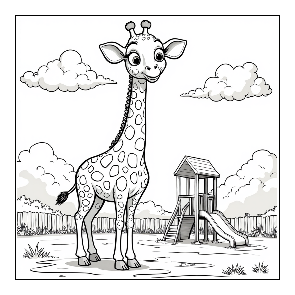 Cute Cozy Funny Giraffe Animal Coloring Book Gift for Adults Kids Boys Girls Teens: Single Sided Bold and Easy Little Giraffe Coloring Book