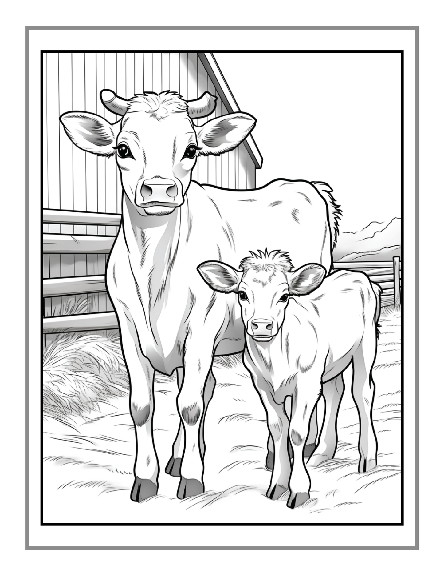 50 Pages Cute Farm Animals Coloring Book Gift for Adults Kids Men Women Boys Girls Children Country Farm Animals Cow Sheep Coloring Sheets