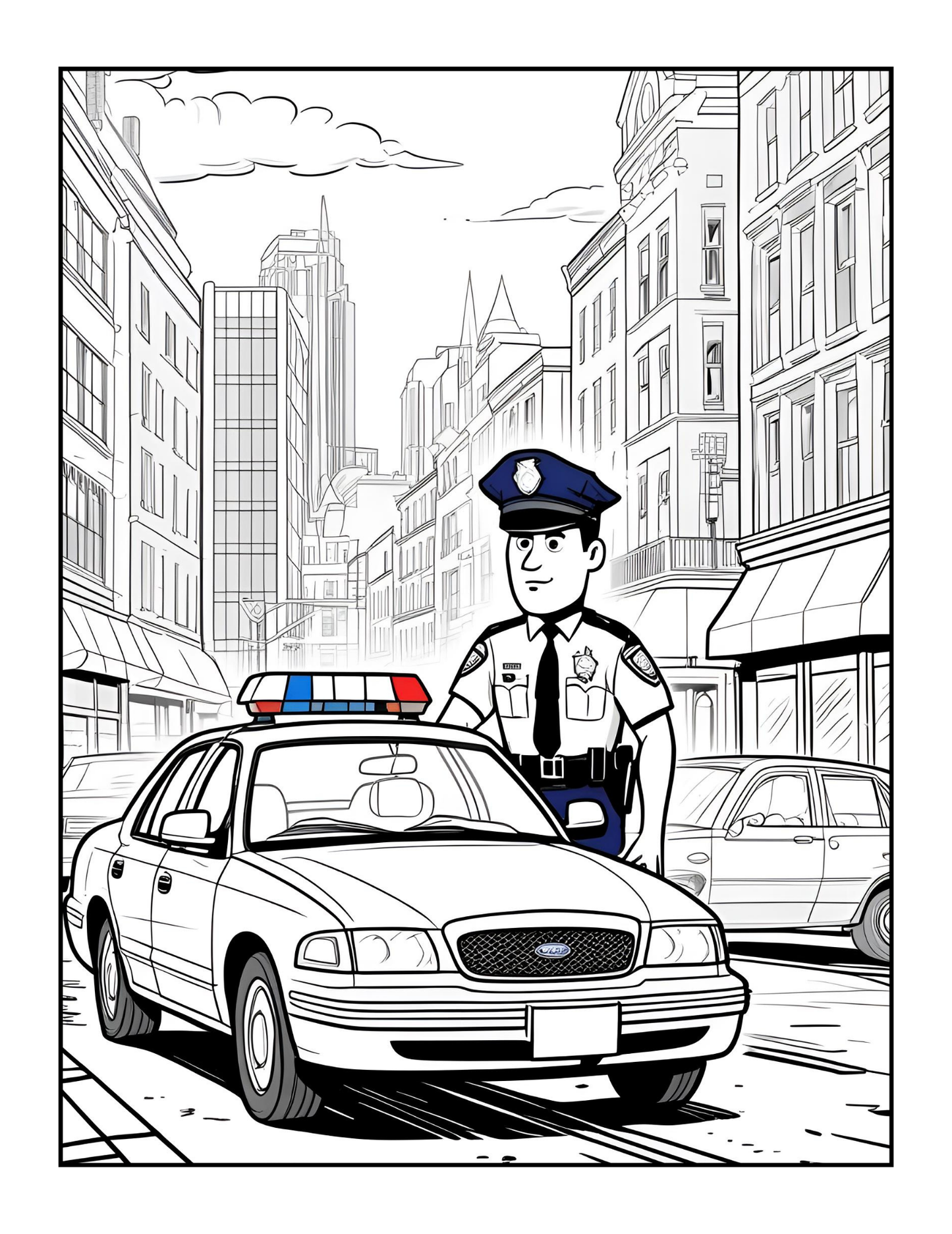 Cool Police Officer Coloring Book Gift for Adults Kids Boys Girls Teens 50 Pages Single Sided Police Officer Coloring Pages
