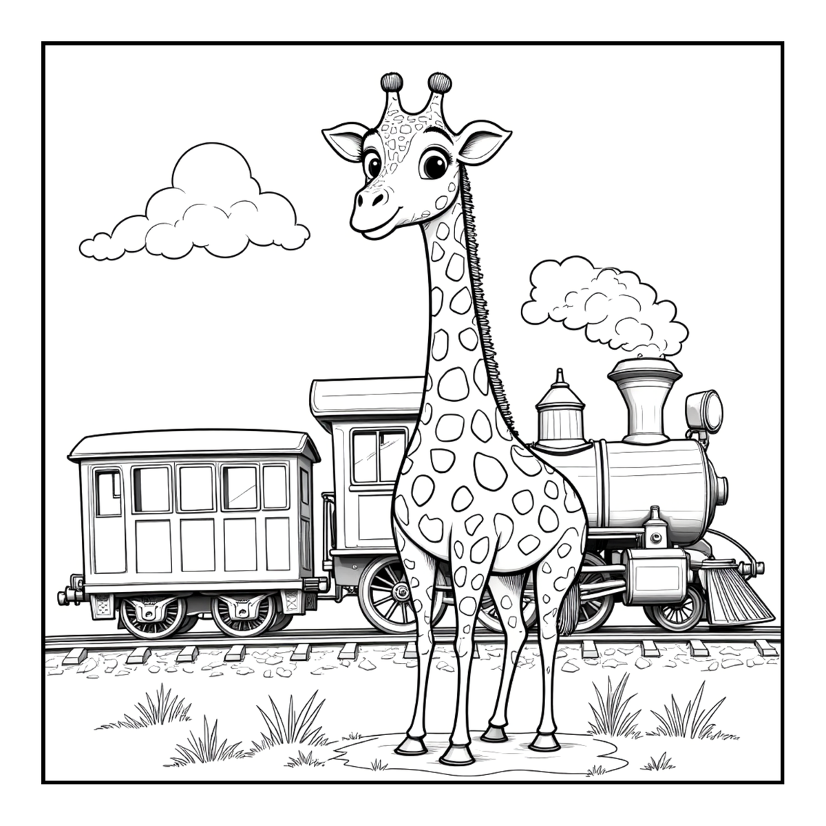 Cute Cozy Funny Giraffe Animal Coloring Book Gift for Adults Kids Boys Girls Teens: Single Sided Bold and Easy Little Giraffe Coloring Book