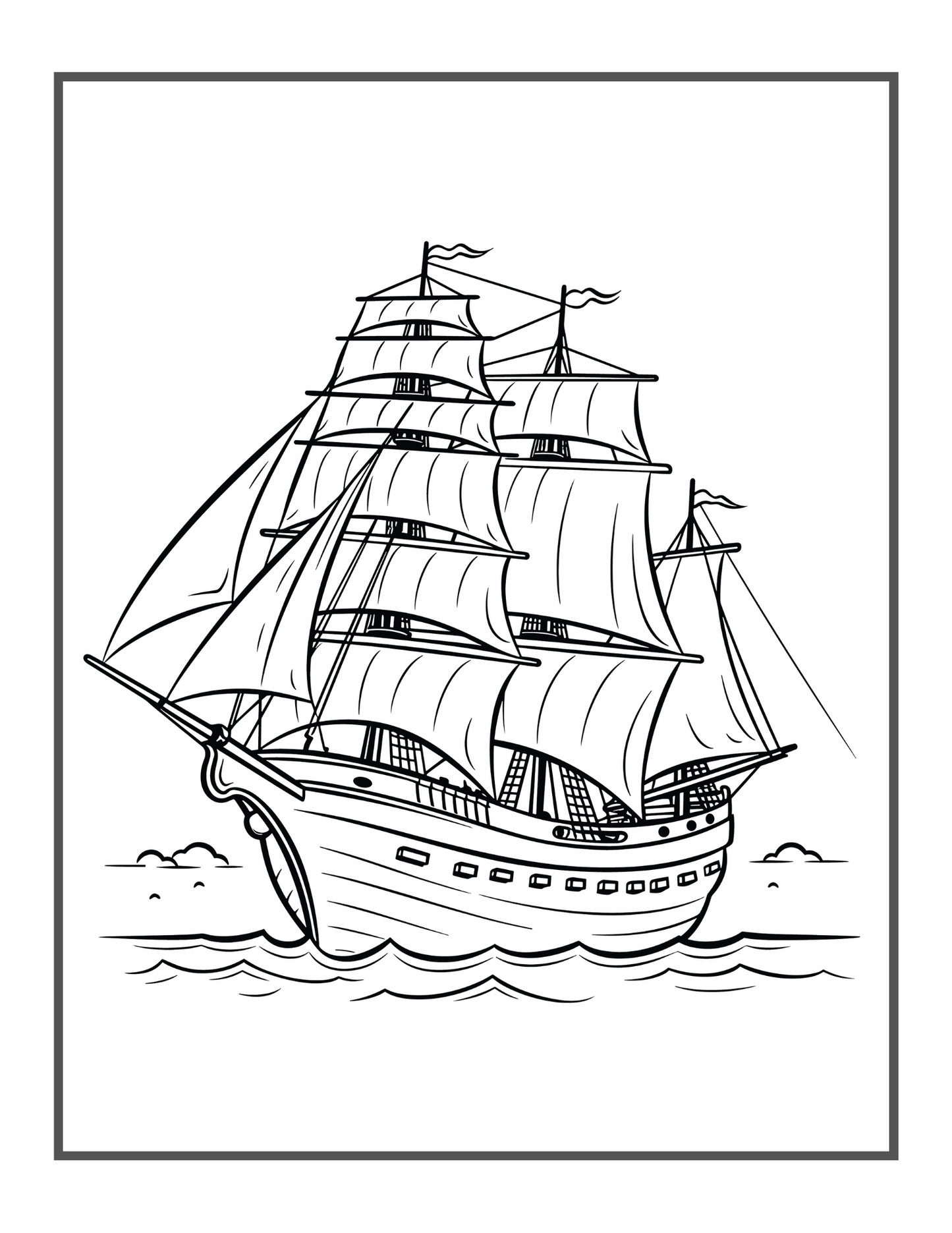 50 Pages Pirate Ship Boat Coloring Book Gift for Adults Kids Men Women Boys Girls Teens Youth Boat Fishing Sailboat Boat Lover Coloring